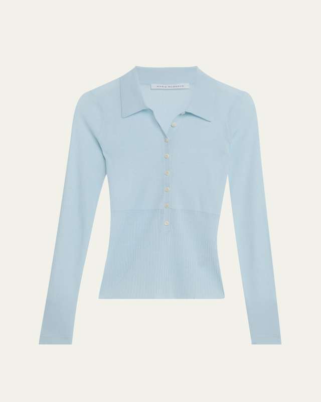 Ribbed Sheer Polo Shirt